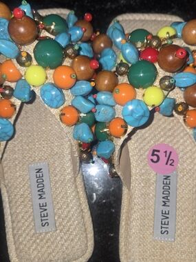 Steve Madden Beaded Turquoise Multi-Color Sandals